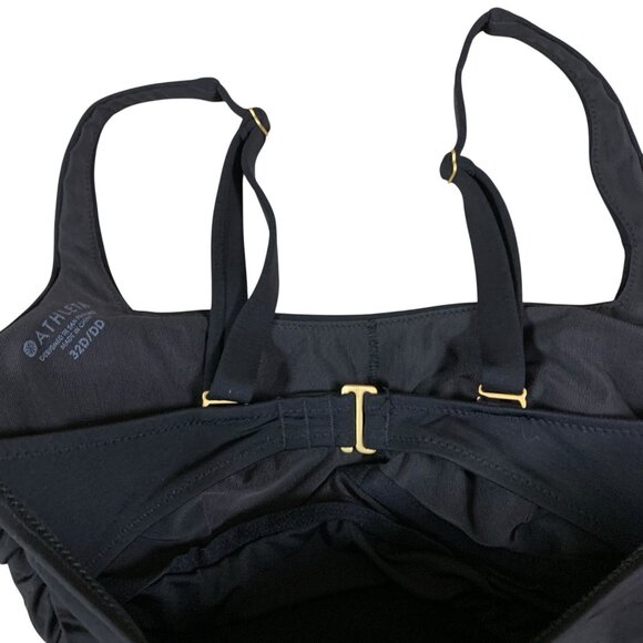 Athleta Black Ruched Tankini Swim Top Adjustable Strap Stretch 32D/DD - Picture 5 of 5